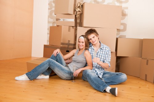 Moving boxes and packed household items for a Maidavale relocation