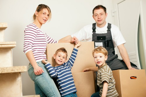 Charity donation boxes and recovered household goods prepared for reuse