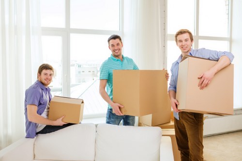Commercial moving team handling office items in Maidavale