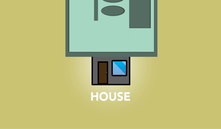 A simplified, top-down illustrated view of a house with three visible floors, including a ground floor entrance door, a window, and a rooftop area. The house is positioned centrally on a beige background, with the word 'HOUSE' labeled beneath it. The illustration appears to depict the exterior of a residential property, possibly as part of a packing and moving process. Maidavale Removals’ logo or branding is not visible in this image, but the context relates to home relocation and furniture transport services, emphasizing the planning stages of a house move. The overall scene suggests a focus on the structural aspects of a home, relevant in the context of house removals and relocation logistics, as addressed in the 'Weekend removals prices Maida Vale real cost guide' webpage.